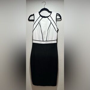 White House Black Market black and white bodycon dress. Women’s size 6 petite.
